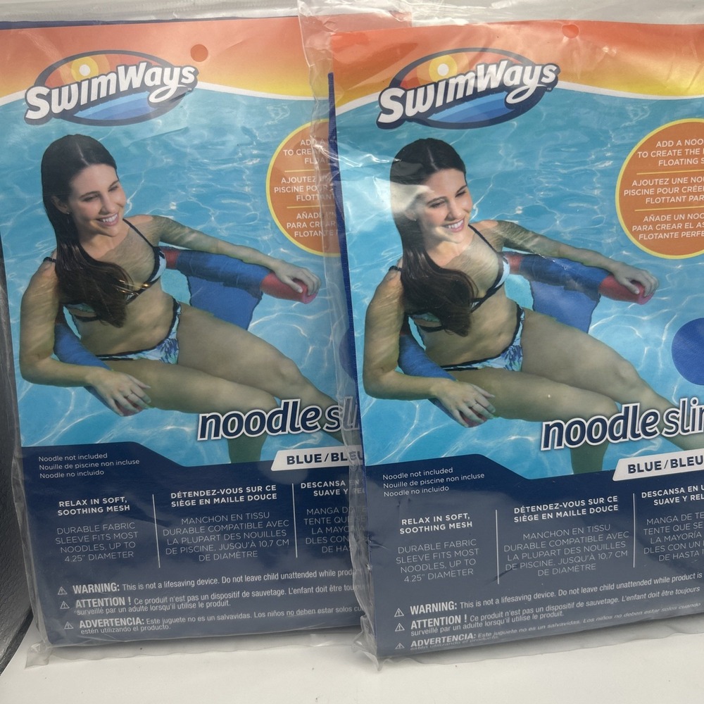 Lot Of 2 SwimWays Pool Noodle Sling Blue Mesh Floating Seat New